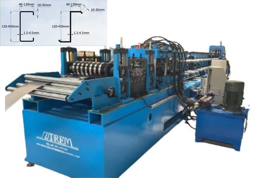 2mm 20 Trạm Cz Purlin Roll Forming Machine hộp số được điều khiển